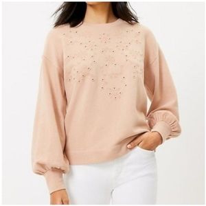 NWT Loft eyelet puff sleeve sweatshirt